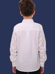 Boys Full Sleeves 100% Cotton Pure White Shirt - Versatile for All Occasions