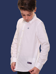 Boys Full Sleeves 100% Cotton Pure White Shirt - Versatile for All Occasions