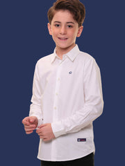 Boys Full Sleeves 100% Cotton Pure White Shirt - Versatile for All Occasions