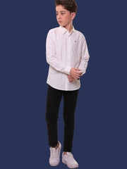 Boys Full Sleeves 100% Cotton Pure White Shirt - Versatile for All Occasions