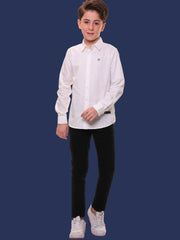 Boys Full Sleeves 100% Cotton Pure White Shirt - Versatile for All Occasions