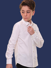 Boys Full Sleeves 100% Cotton Pure White Shirt - Versatile for All Occasions