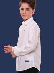 Boys Full Sleeves 100% Cotton Pure White Shirt - Versatile for All Occasions