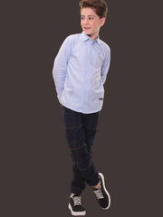 Boys Full Sleeves 100% Cotton Light Blue Shirt - Versatile for All Occasions