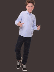 Boys Full Sleeves 100% Cotton Light Blue Shirt - Versatile for All Occasions