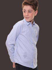 Boys Full Sleeves 100% Cotton Light Blue Shirt - Versatile for All Occasions