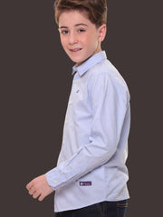 Boys Full Sleeves 100% Cotton Light Blue Shirt - Versatile for All Occasions