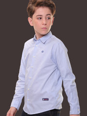 Boys Full Sleeves 100% Cotton Light Blue Shirt - Versatile for All Occasions