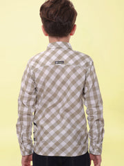 Boys’ 100% Cotton Full Sleeves Sea Green Check Shirt with Double Pocket Flap and Side Embroidery – Perfect for Casual Wear